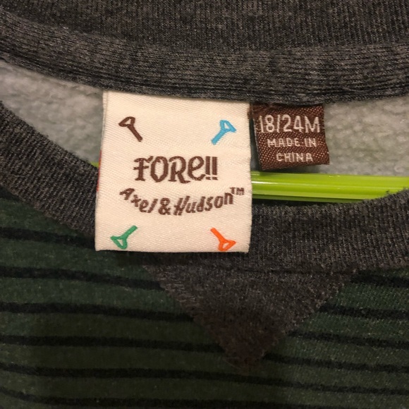 Green and gray striped sweatshirt- toddler boy - Picture 3 of 5